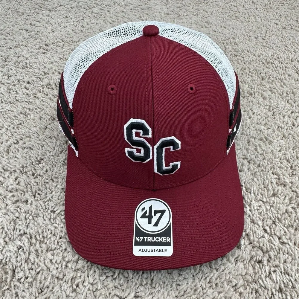 South Carolina Gamecocks Hat 47 Trucker Snapback Garnet Straight 8 Mesh Back Cap